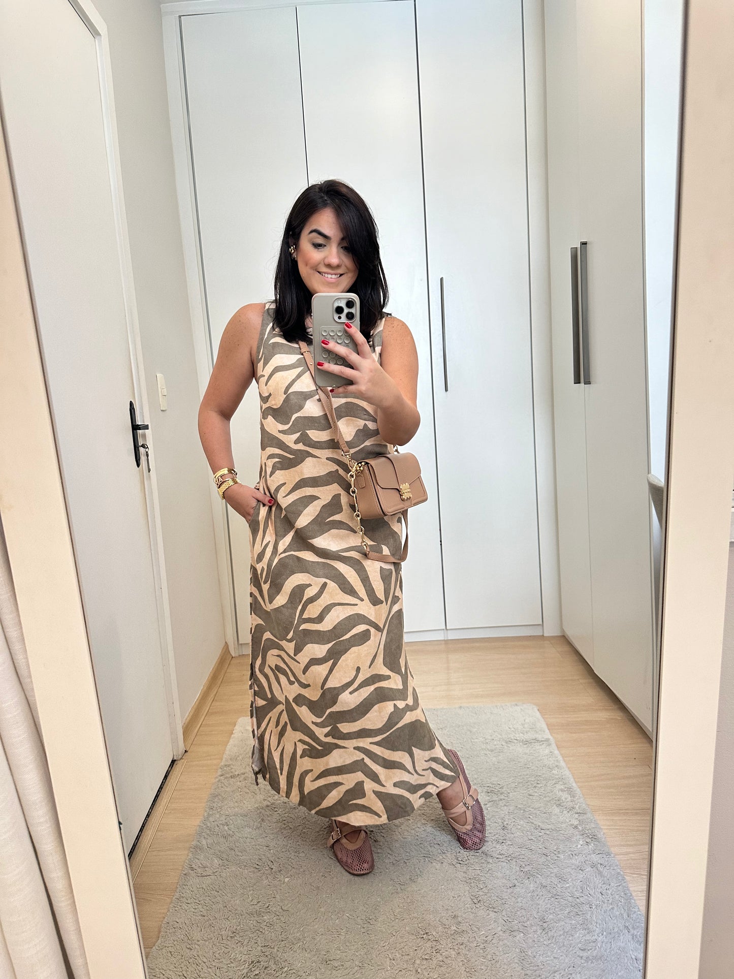 Vestido Antônia linho estampado