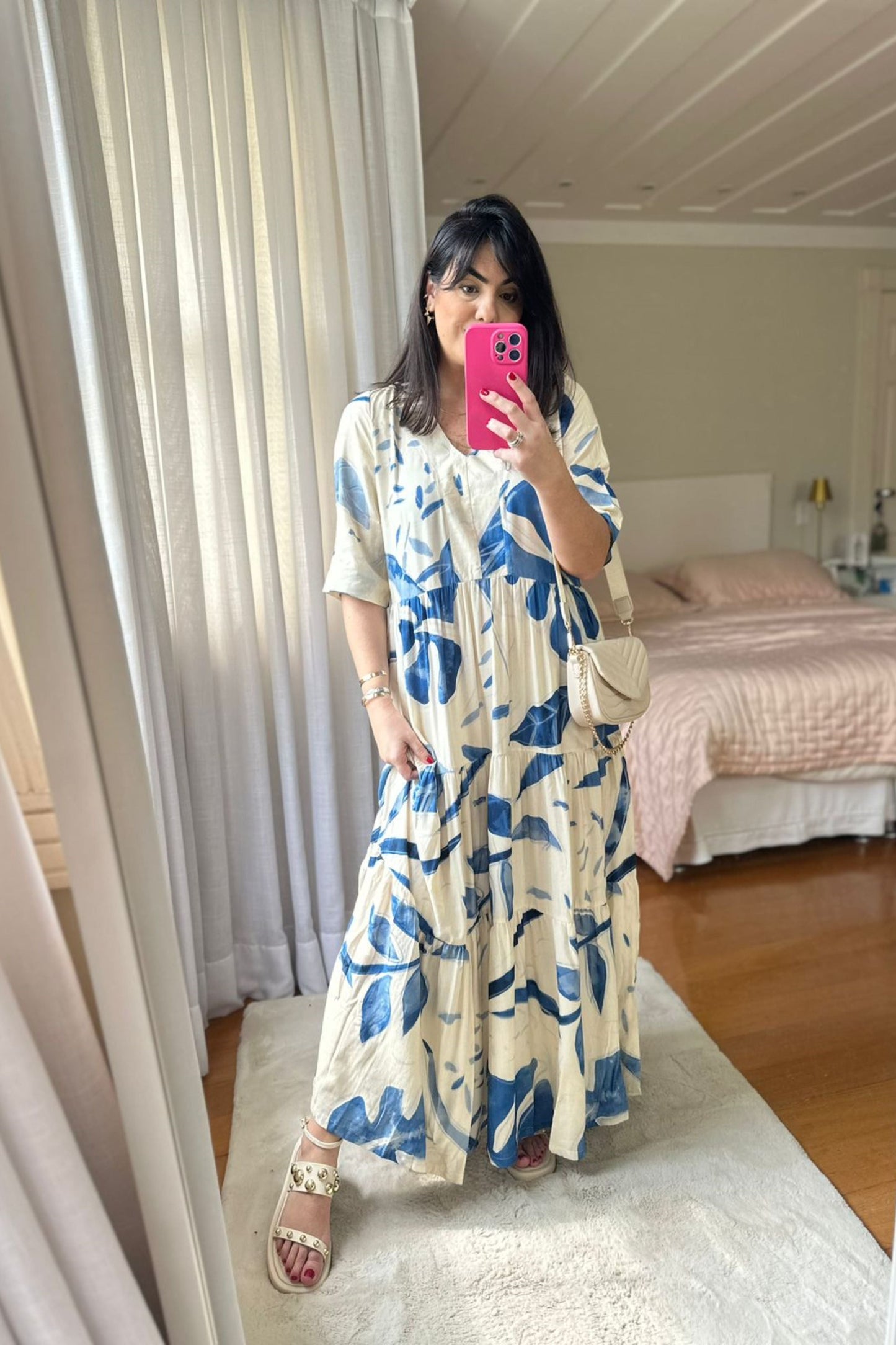 Vestido três Marias estampado