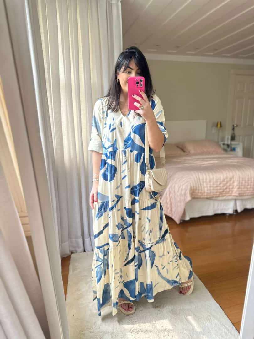 Vestido três Marias estampado